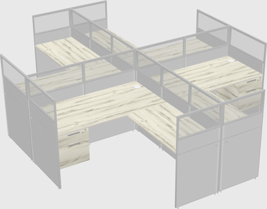 Shared l-shaped cubicles