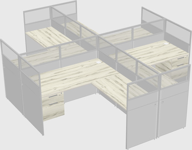 Shared l-shaped cubicles