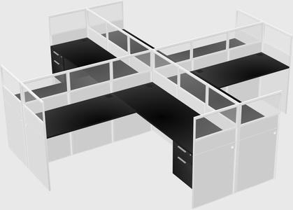Shared l-shaped cubicles