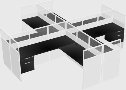 Shared l-shaped cubicles