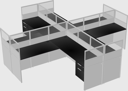 Shared l-shaped cubicles