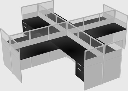 Shared l-shaped cubicles