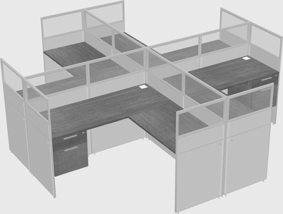 Shared l-shaped cubicles