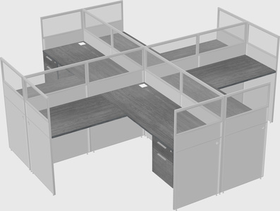 Shared l-shaped cubicles
