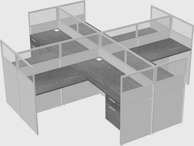 Shared l-shaped cubicles