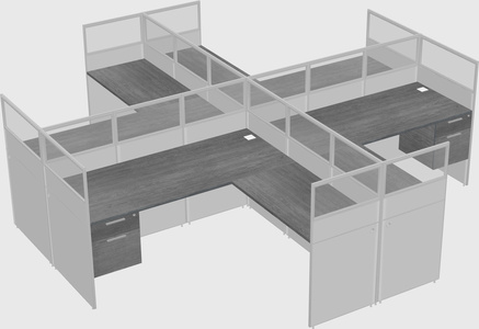 Shared l-shaped cubicles