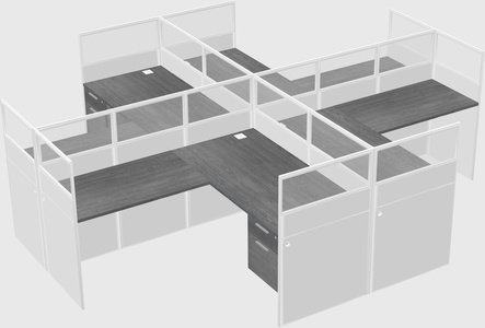 Shared l-shaped cubicles