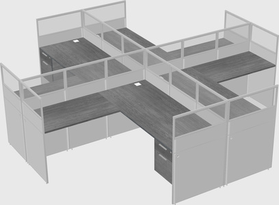 Shared l-shaped cubicles