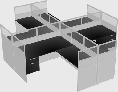 Shared l-shaped cubicles
