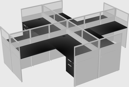 Shared l-shaped cubicles