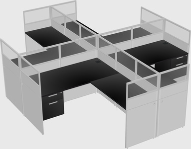 Shared l-shaped cubicles