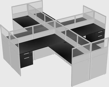 Shared l-shaped cubicles