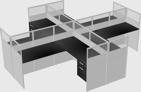Shared l-shaped cubicles
