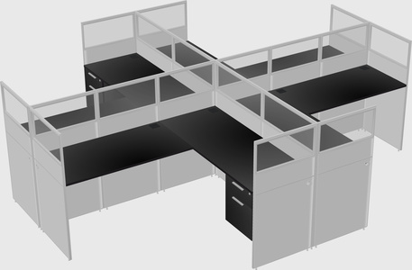 Shared l-shaped cubicles