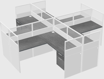 Shared l-shaped cubicles