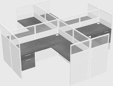 Shared l-shaped cubicles