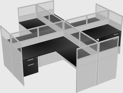 Shared l-shaped cubicles