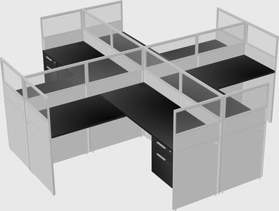 Shared l-shaped cubicles