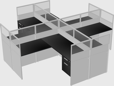Shared l-shaped cubicles