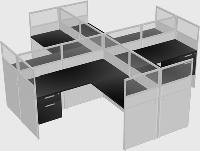 Shared l-shaped cubicles
