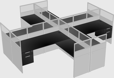 Shared l-shaped cubicles