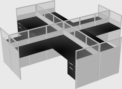 Shared l-shaped cubicles