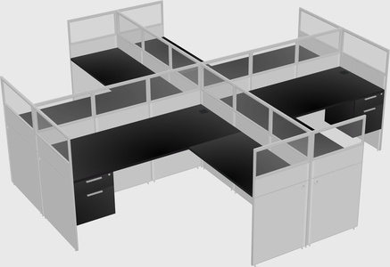 Shared l-shaped cubicles