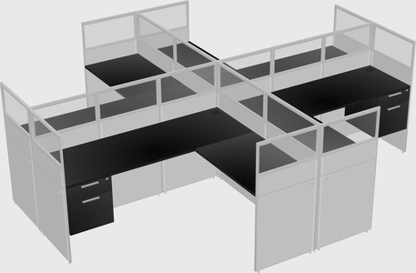 Shared l-shaped cubicles