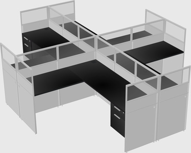 Shared l-shaped cubicles