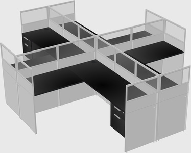 Shared l-shaped cubicles
