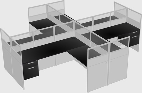 Shared l-shaped cubicles