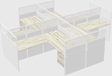 Shared l-shaped cubicles
