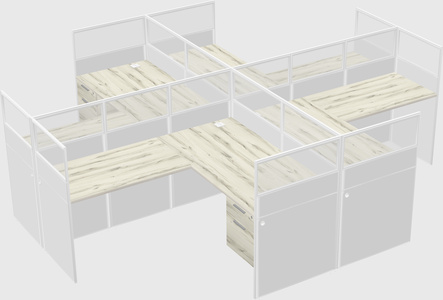 Shared l-shaped cubicles