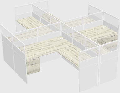Shared l-shaped cubicles