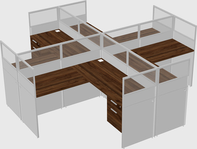 Shared l-shaped cubicles