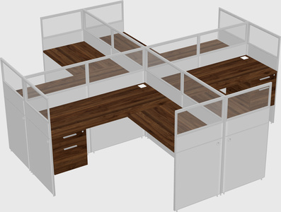 Shared l-shaped cubicles