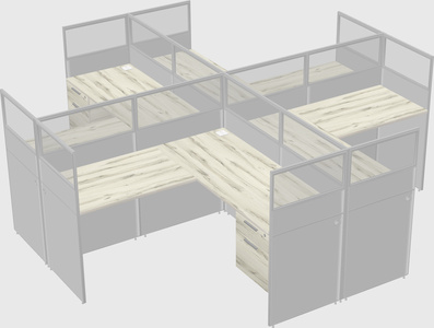 Shared l-shaped cubicles