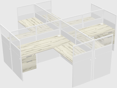 Shared l-shaped cubicles