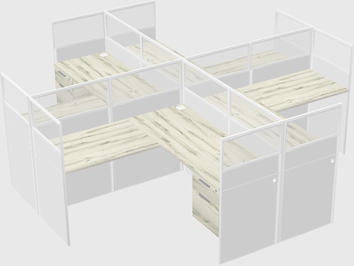 Shared l-shaped cubicles