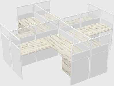 Shared l-shaped cubicles