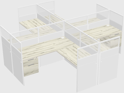 Shared l-shaped cubicles