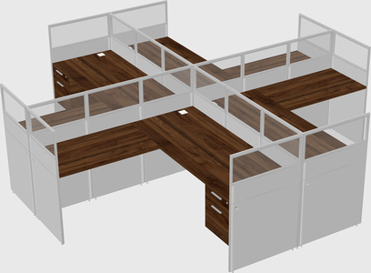 Shared l-shaped cubicles