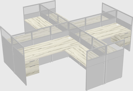 Shared l-shaped cubicles