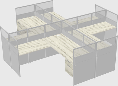 Shared l-shaped cubicles