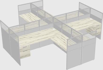 Shared l-shaped cubicles