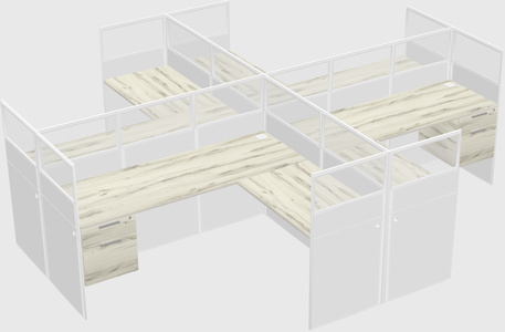 Shared l-shaped cubicles