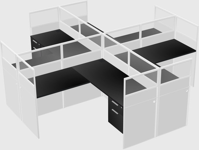 Shared l-shaped cubicles