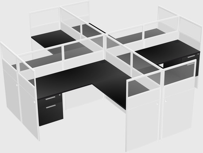 Shared l-shaped cubicles