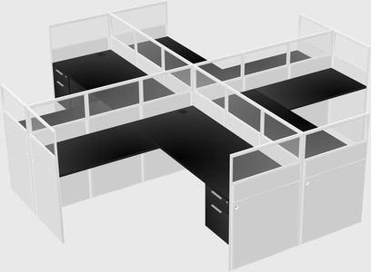 Shared l-shaped cubicles