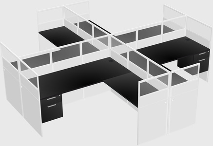 Shared l-shaped cubicles